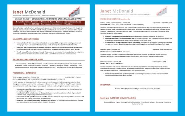 A two page career change resume template from Job Search Journey. The template is a maroon design and it's on a bright blue background
