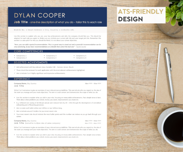 A Resume and Cover Letter Template - ATS Friendly Design From Hannah Mason at The English Meeting Room