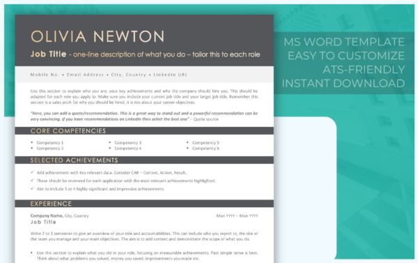 ATS Simple Resume Template - Grey - Job Search Journey