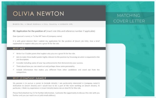 Cover Letter and Simple Resume Template - Grey - Job Search Journey