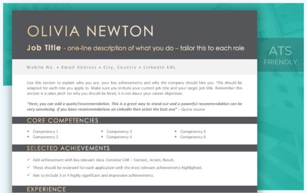 Simple Resume Template in Grey - Job Search Journey