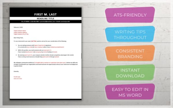 Black and White Cover Letter Template