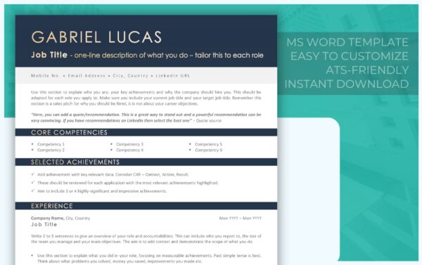 ATS Friendly Simple Resume Template - Slate - Job Search Journey