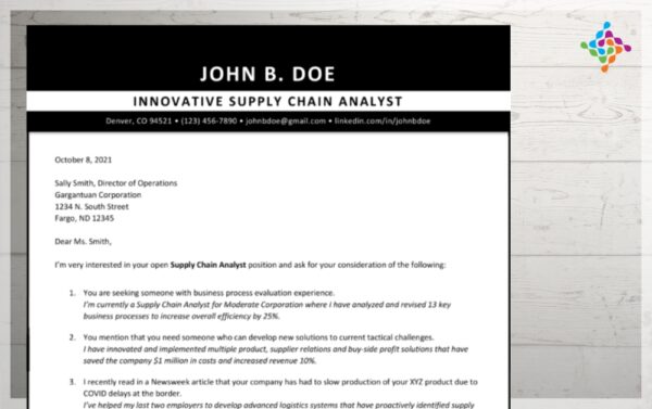 Black and White Cover Letter Template