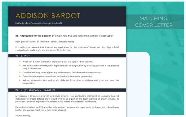 Cover Letter in Gold - Job Search Journey