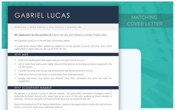 Cover Letter and Simple Resume Template - Slate - Job Search Journey