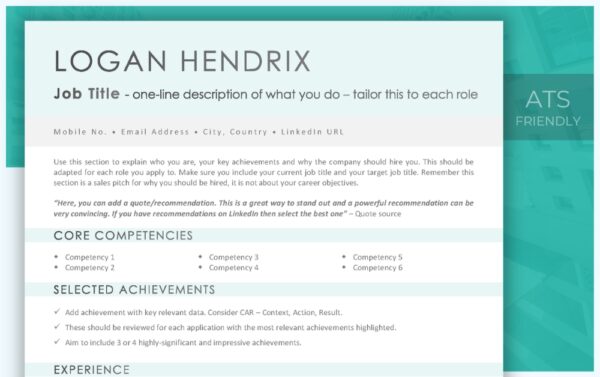 Simple Resume Template - Light-Teal - Job Search Journey