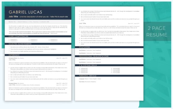 Two Page Simple Resume Template - Slate - Job Search Journey