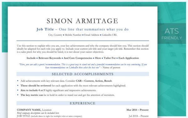 Classic Resume Template Two Page Edition from Job Search Journey