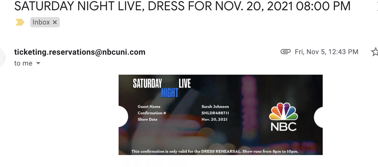 SNL Ticket Winner