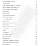 Contents page for a resume writing guide