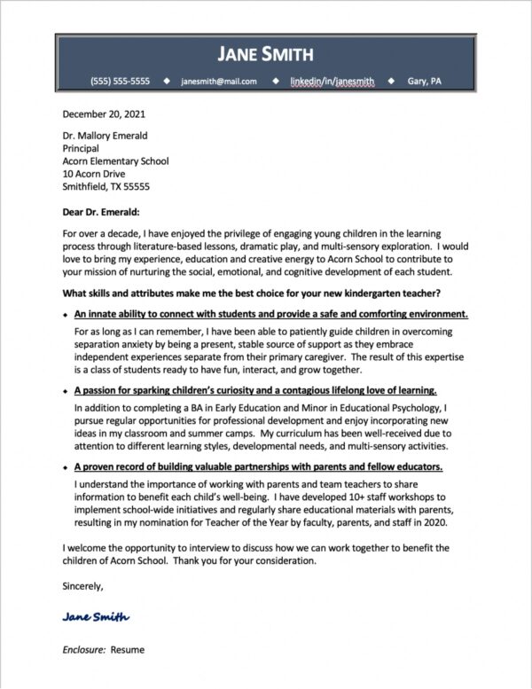 Education Cover Letter Job Search Journey