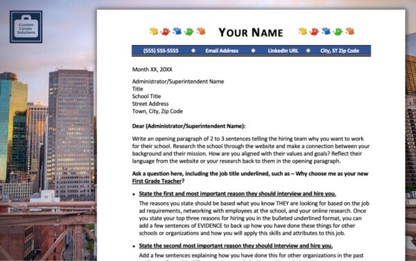 Teacher Cover Letter Job Search Journey