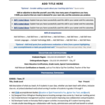 Teacher Resume Page One Job Search Journey