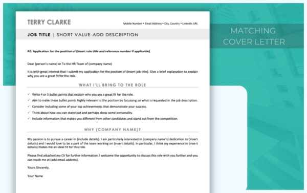 Cover Letter and Modern Executive Resume Template - Grey - Job Search Journey