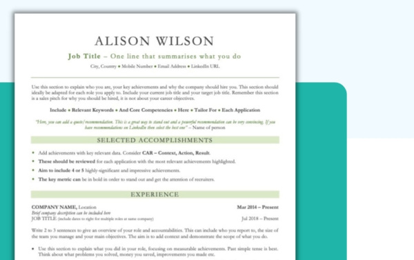 ATS Friendly Resume Template Olive Green