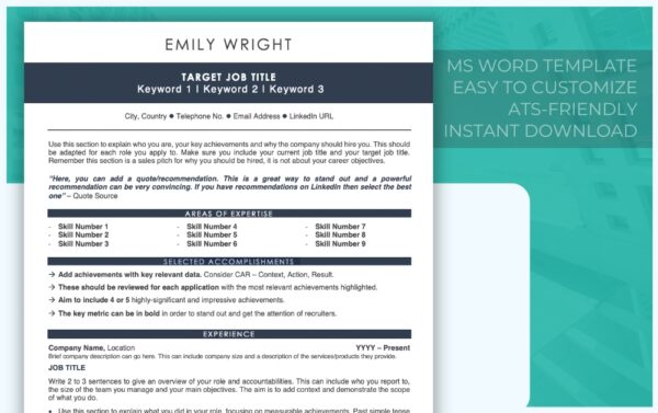 ATS-Friendly Modern Resume Template - Job Search Journey