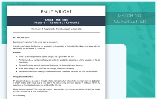 Cover Letter Template - Modern Design - Job Search Journey