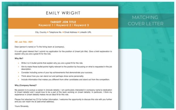 Modern Orange Cover Letter Template From Job Search Journey