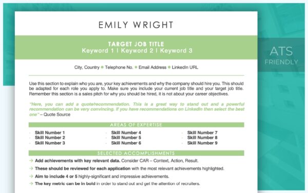 Modern Resume Template Design - Light Green - Job Search Journey