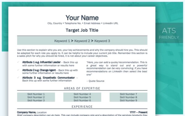 Senior Resume Template from Job Search Journey