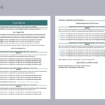 A two page return to work resume template in green