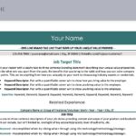 A return to work resume template in green